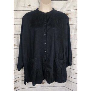 SOLD>>>Eileen Fisher Black Button Up Tunic Top 3X